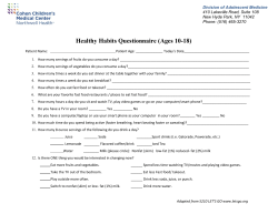 Healthy Habits Questionnaire (Ages 10-18)