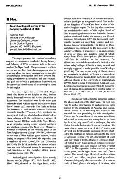 An archaeological survey in the Songhay heartland of Mali