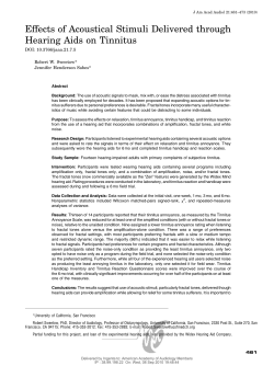 Effects of Acoustical Stimuli Delivered through Hearing