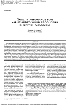 2001. Quality Assurance for Value-Added Wood Producers in British
