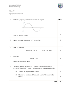 Sketch the graph of y = 4 cos 2x &deg;, 0 &le; x &le; 360. The