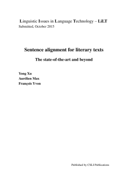 Sentence alignment for literary texts