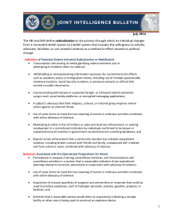 Indicators of Violent Extremist Radicalization