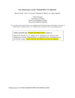 Out, damned spot: Can the &ldquo;Macbeth Effect&rdquo; be replicated? Brian D
