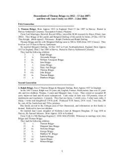 1 Descendants of Thomas Briggs (ca 1812 &ndash; 13 Jan 1887) and first