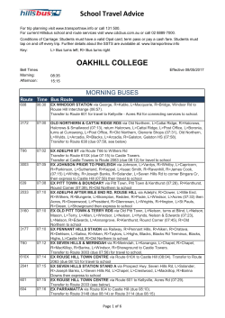 School Travel Advice OAKHILL COLLEGE