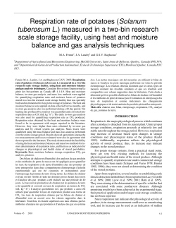 Respiration rate of potatoes (Solanum tuberosum L.) measured in a