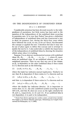ON THE INDEPENDENCE OF UNDEFINED IDEAS Considerable