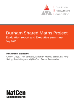 Durham Shared Maths Project - Education Endowment Foundation