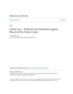 Labor Law&mdash;Federal Court Injunction against Breach of No