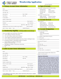 Membership Application - Credit Union of New Jersey