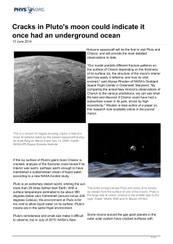 Cracks in Pluto`s moon could indicate it once had an