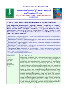 A world Under Stress, Molecular Response to Adverse Conditions