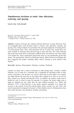 Simultaneous decisions at study: time allocation