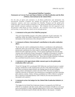 International PolioPlus Committee Statements on Current Facts and