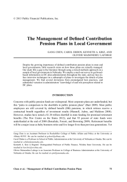 The Management of Defined Contribution Pension Plans in Local