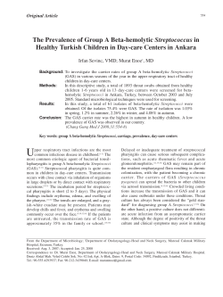 The Prevalence of Group A Beta-hemolytic Streptococcus in Healthy
