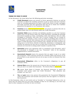 guarantee - RBC Royal Bank