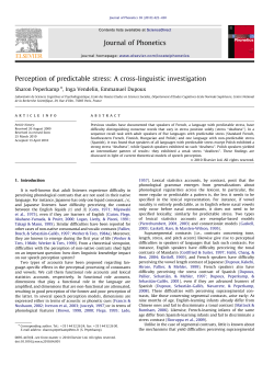 Perception of predictable stress A cross
