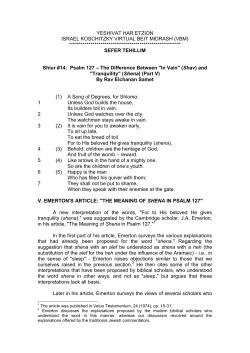 REASONS FOR THE MITZVOT (PART I)