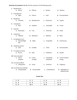 Directions for questions 1 to 12: Find the synonyms of the following