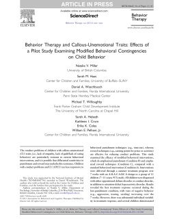 Behavior Therapy and Callous-Unemotional Traits
