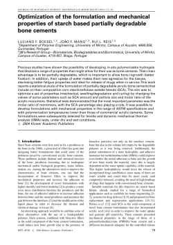 Optimization of the formulation and mechanical properties of starch