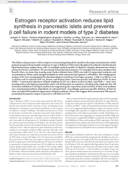 Estrogen receptor activation reduces lipid synthesis in pancreatic