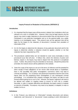 Inquiry Protocol on Redaction of Documents