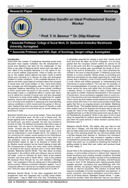 Mahatma Gandhi an Ideal Professional Social Worker * Prof. Y. H.