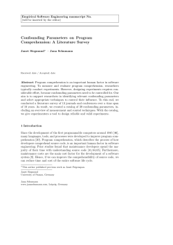 Confounding Parameters on Program Comprehension: A