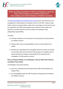 Roles and Responsibilities of HSE Line Managers under the HSE