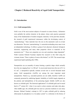 Chapter 2 Reduced Reactivity of Aged Gold Nanoparticles
