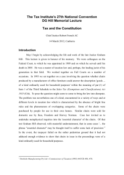 The Tax Institute`s 27th National Convention DG Hill Memorial
