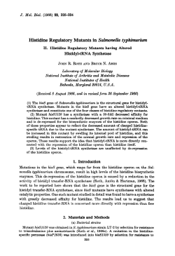 Histidine Regulatory Mutants in Salmonella typhimurium