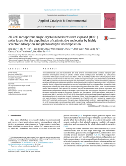 2D ZnO mesoporous single-crystal nanosheets with exposed {0001