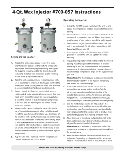 4-Qt. Wax Injector #700-057 Instructions