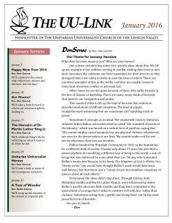 January 2016 - The Unitarian Universalist Church of the Lehigh Valley