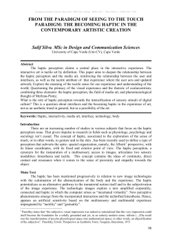 FROM THE PARADIGM OF SEEING TO THE TOUCH PARADIGM