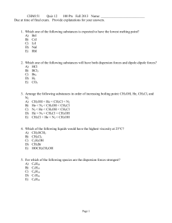 CHM151 Quiz 12 100 Pts Fall 2013 Name