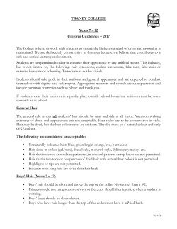 TRANBY COLLEGE Years 7 &ndash; 12 Uniform Guidelines &ndash; 2017 The