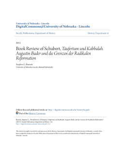 Book Review of Schubert, Täufertum und Kabbalah. Augustin Bader
