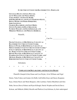 Plaintiffs, * v. Case No. * * * * Defendants