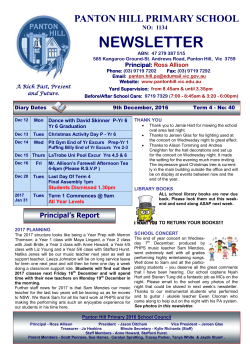 NEWSLETTER - Panton Hill Primary School