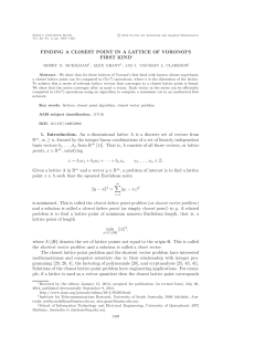 FINDING A CLOSEST POINT IN A LATTICE OF VORONOI`S FIRST