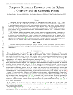 Complete Dictionary Recovery over the Sphere I: Overview