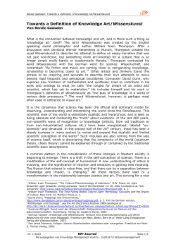 Towards a Definition of Knowledge Art/Wissenskunst