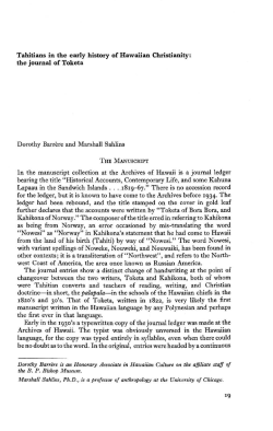 Tahitians in the early history of Hawaiian Christianity