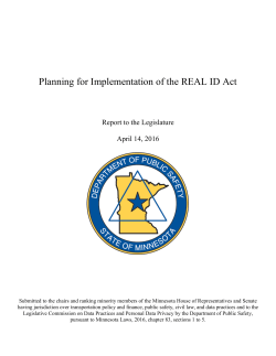 Planning for Implementation of the REAL ID Act