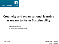 Creativity and organisational learning as means to foster Sustainability